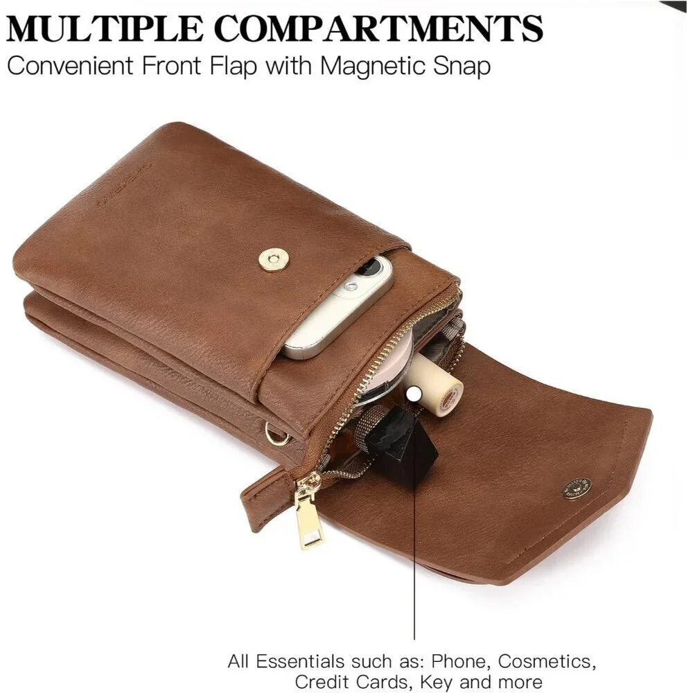 Small Leather Crossbody Bag Women Cell Phone Purse with Compartments